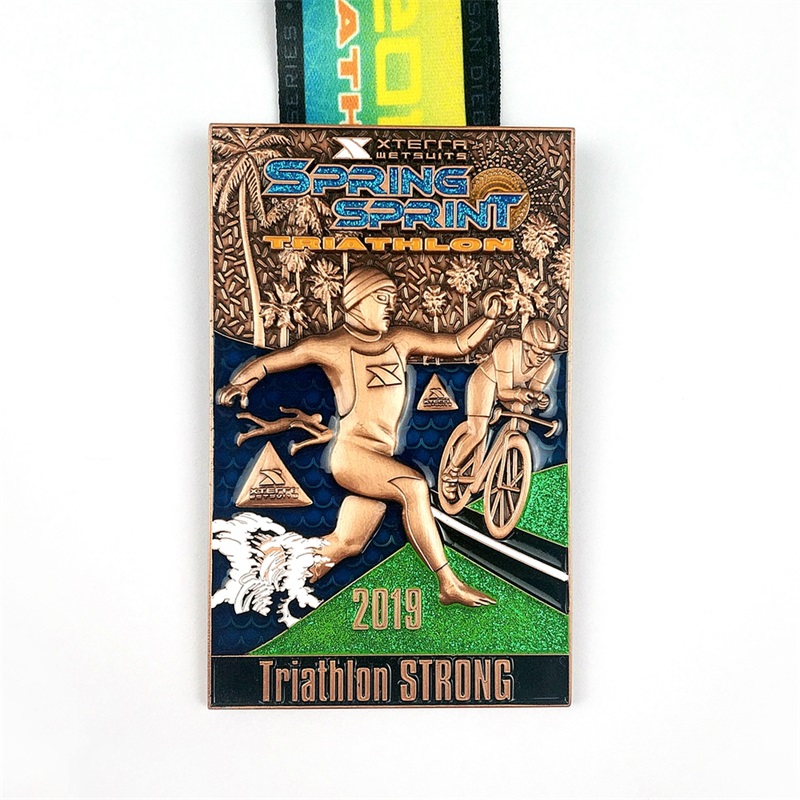 Niestandardowy logo metalowy metal sportowy dla hurtowni Medal Triathlon